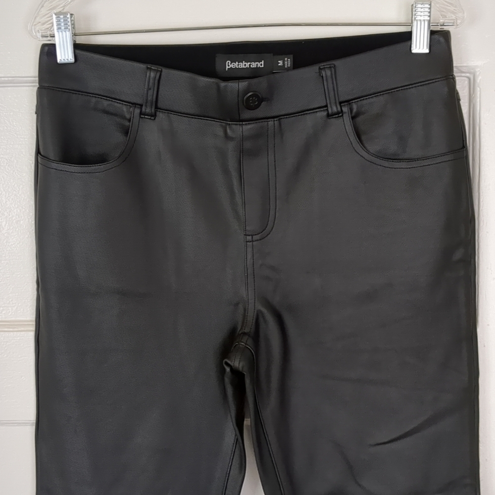 Betabrand Faux Leather Pants Medium Black 31X25 - Picture 5 of 14